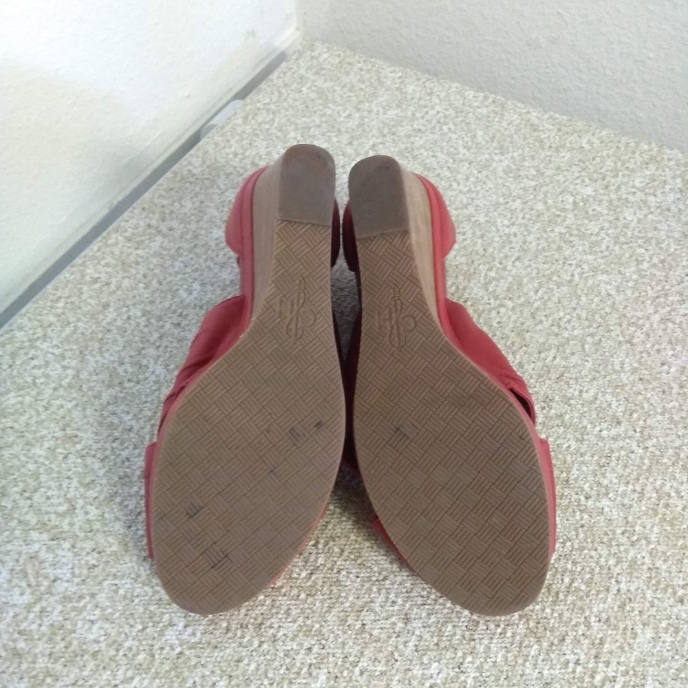 Cole Haan Red Leather Wedge Sandals - Picture 5 of 5